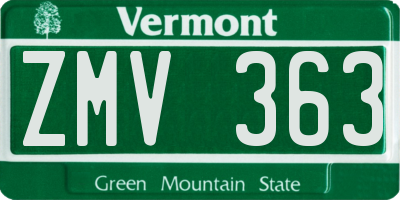 VT license plate ZMV363