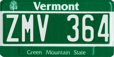 VT license plate ZMV364