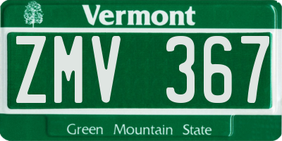 VT license plate ZMV367