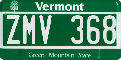 VT license plate ZMV368