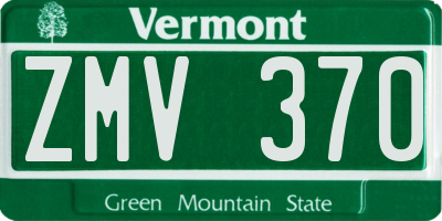VT license plate ZMV370