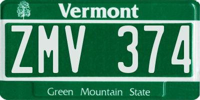 VT license plate ZMV374