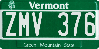 VT license plate ZMV376