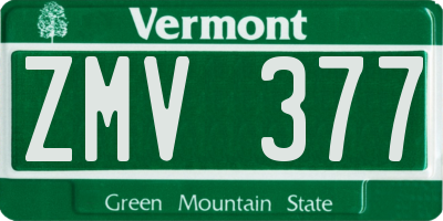 VT license plate ZMV377