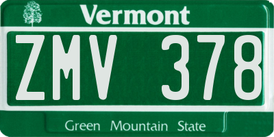 VT license plate ZMV378