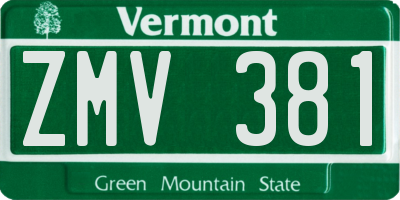 VT license plate ZMV381