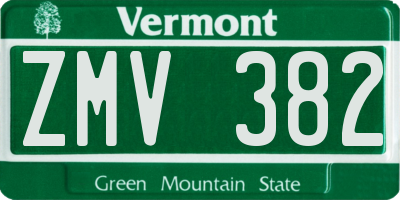 VT license plate ZMV382