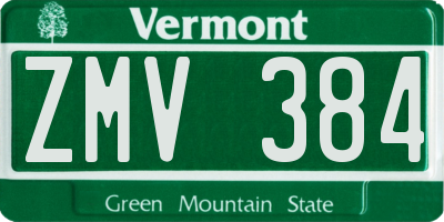 VT license plate ZMV384