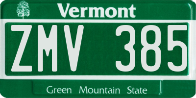 VT license plate ZMV385