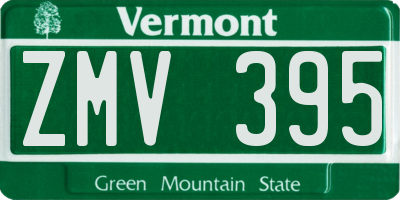 VT license plate ZMV395