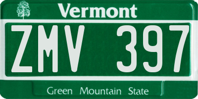 VT license plate ZMV397