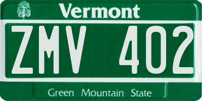 VT license plate ZMV402