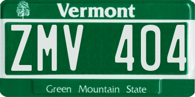 VT license plate ZMV404