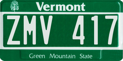 VT license plate ZMV417