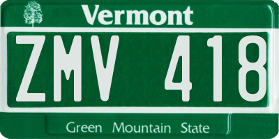 VT license plate ZMV418