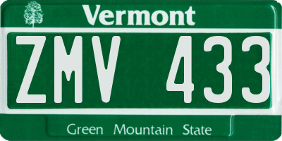VT license plate ZMV433