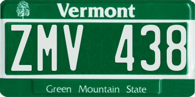 VT license plate ZMV438