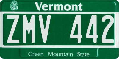 VT license plate ZMV442