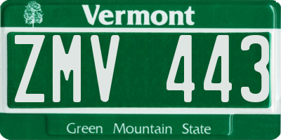 VT license plate ZMV443