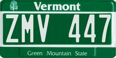 VT license plate ZMV447