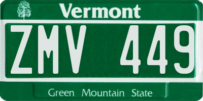 VT license plate ZMV449