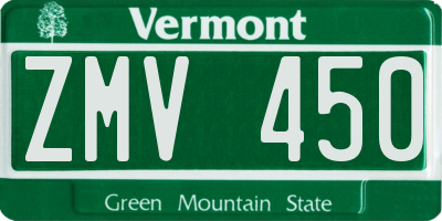 VT license plate ZMV450