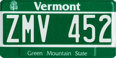 VT license plate ZMV452