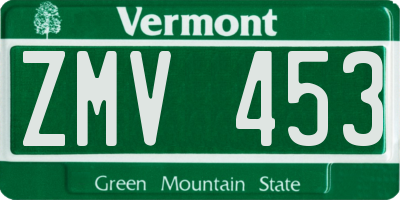 VT license plate ZMV453