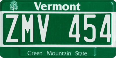 VT license plate ZMV454