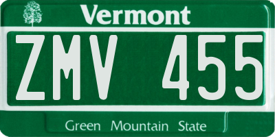 VT license plate ZMV455