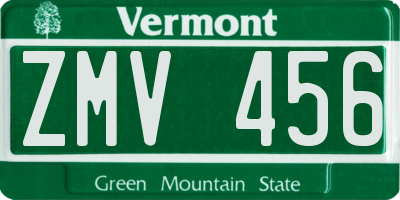 VT license plate ZMV456