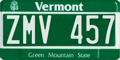 VT license plate ZMV457