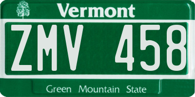 VT license plate ZMV458