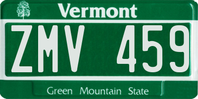 VT license plate ZMV459