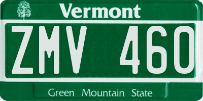 VT license plate ZMV460
