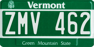 VT license plate ZMV462