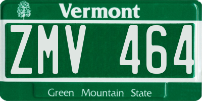 VT license plate ZMV464