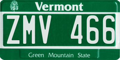 VT license plate ZMV466