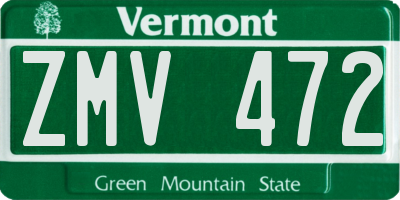 VT license plate ZMV472
