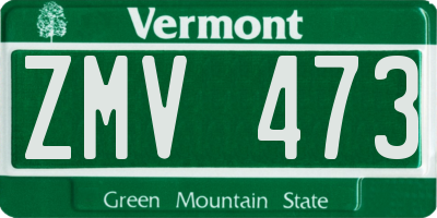 VT license plate ZMV473