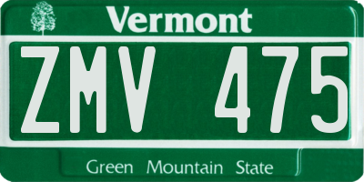 VT license plate ZMV475