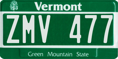 VT license plate ZMV477