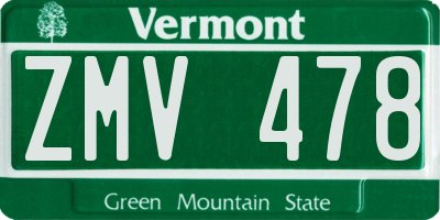 VT license plate ZMV478