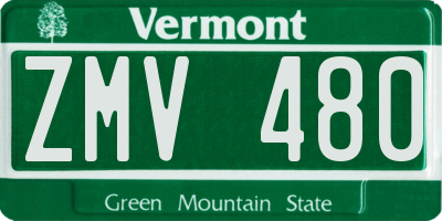 VT license plate ZMV480
