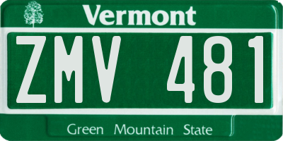 VT license plate ZMV481