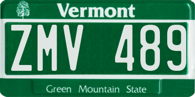 VT license plate ZMV489