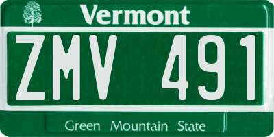 VT license plate ZMV491