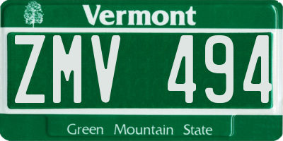 VT license plate ZMV494