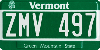 VT license plate ZMV497