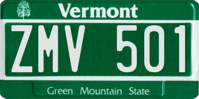 VT license plate ZMV501